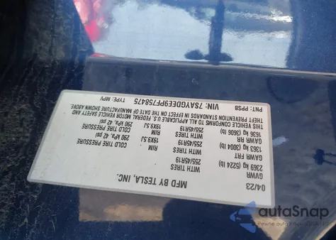 2023 Tesla Model Y Awd/Long Range Dual Motor All-Wheel Drive from USA, damaged, VIN 7SAYGDEE9PF758475